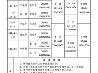 BEAT365唯一官网（相山校区）学校办公室2014年寒假值班表